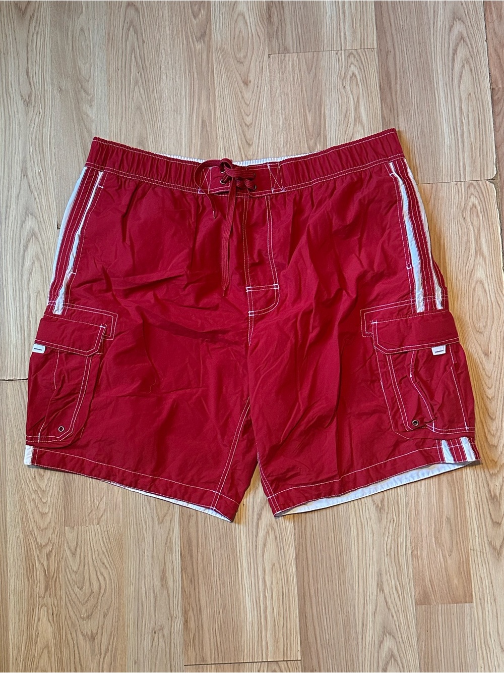 Arizona Jean Co Red Cargo Swim Trunks 3XL Board Shorts Mesh Lined EUC
